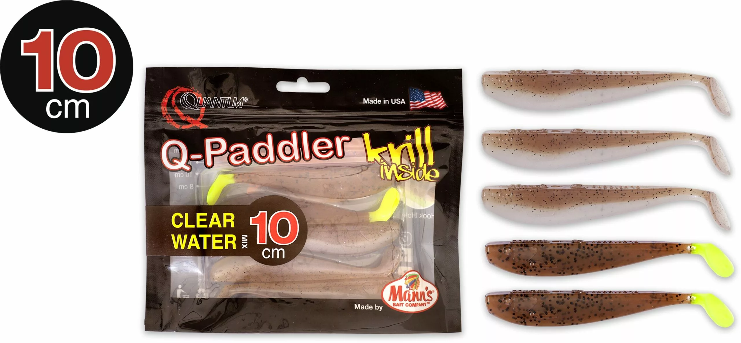 Quantum 10cm Q-Paddler Power Packs Clear Water Mix 3x Wakasagi + 2x Brown Shiner Krill