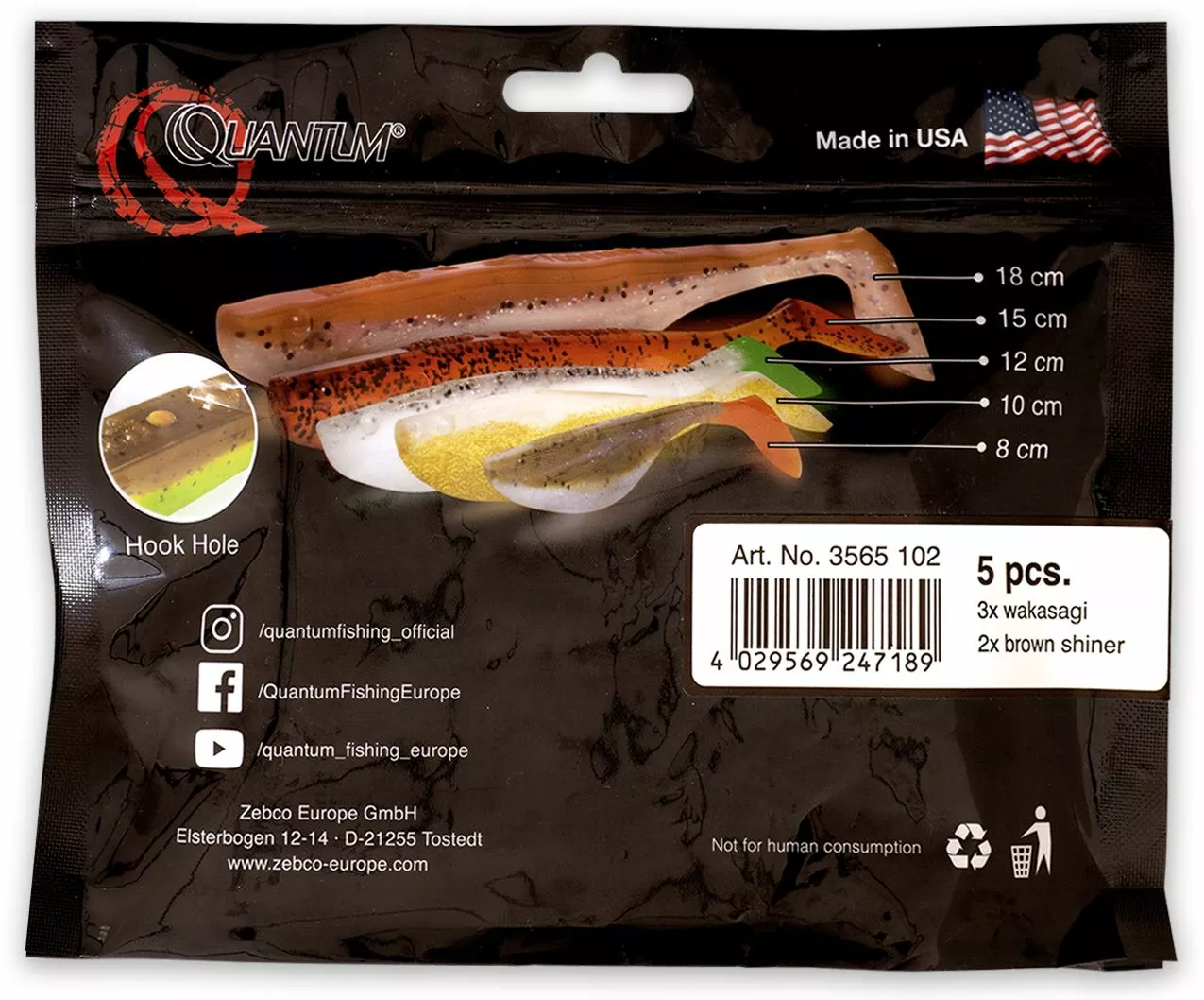 Quantum 10cm Q-Paddler Power Packs Clear Water Mix 3x Wakasagi + 2x Brown Shiner Krill - Afbeelding 2