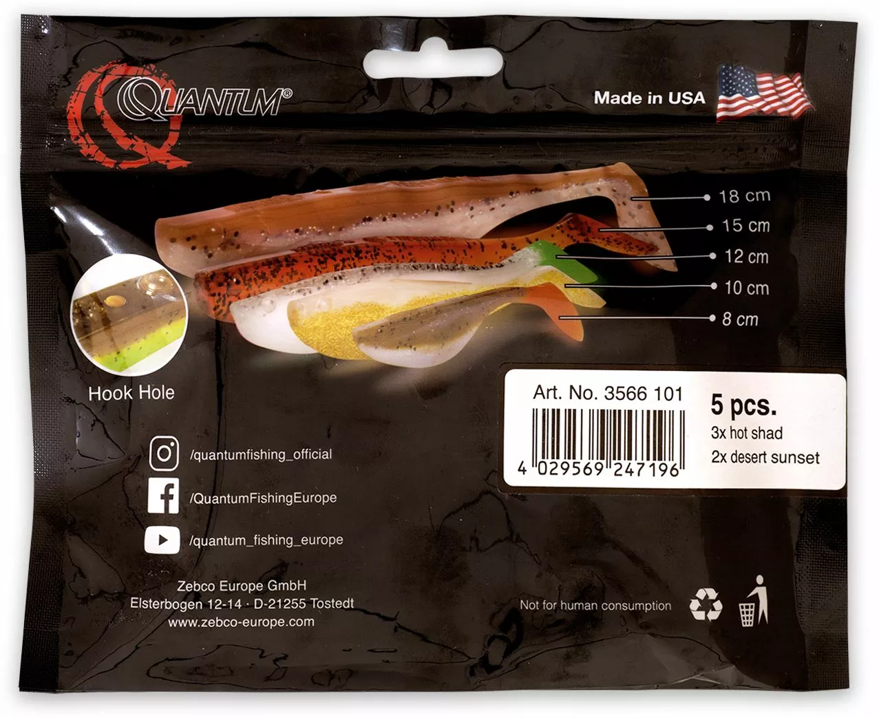 Quantum 10cm Q-Paddler Power Packs UV Power Mix 3x Hot Shad + 2x Desert Sunset Krill - Afbeelding 2