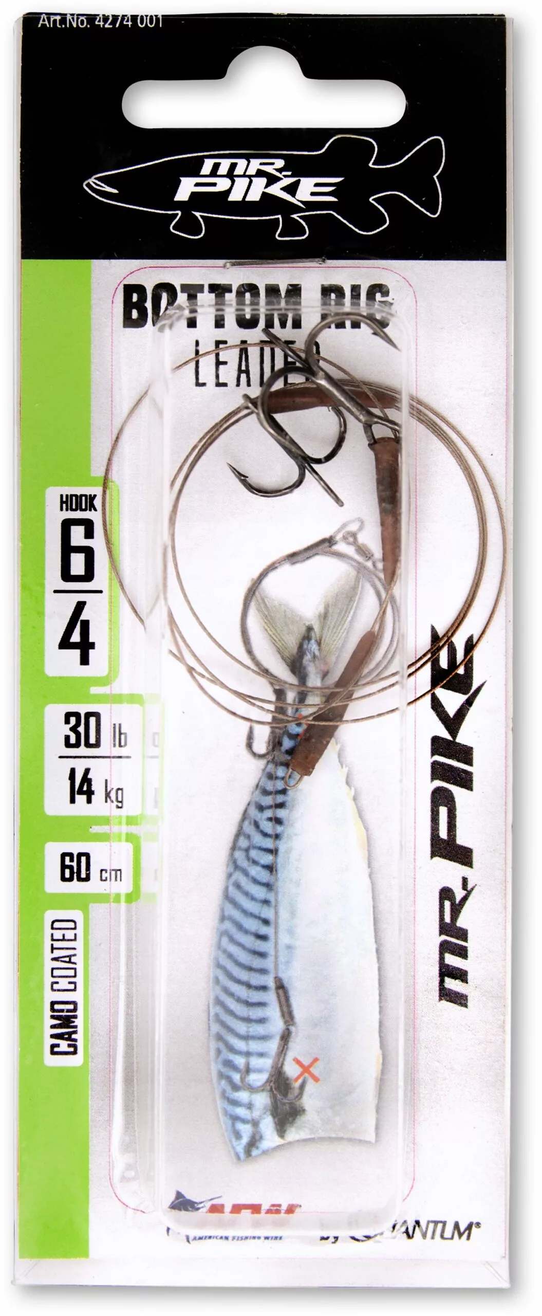 Zebco MR Pike Quantum #4 #2 Mr. Pike Bottom Rig Leader L: 60cm 14kg / 30lbs Camouflage - Afbeelding 2